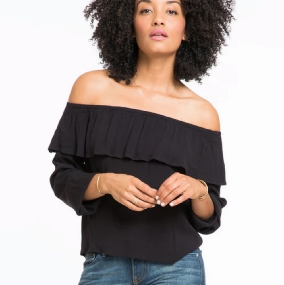 Marine Layer Hudson Off The Shoulder Black Top